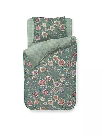 PIP STUDIO | Ropa de cama de percal VIVA LAS FLORES 70x90cm/140x200cm Verde |